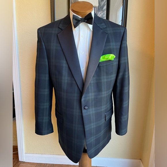 Jos. A. Bank Plaid Dinner Jacket and Slacks Size 44L Slim Fit Slacks W40” L33” - Picture 5 of 16